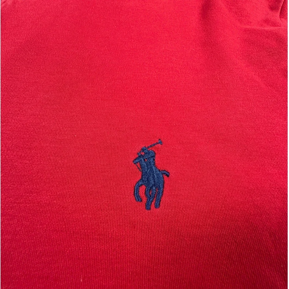 Polo Ralph Lauren Mens Red 100% Pima‎ Cotton Quarter Zip Pullover Sweater Large